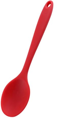 Cuchara Pequeña de Silicona Roja para Cocinar y Mezclar | Utensilio de Cocina Antiadherente, para Sazonar y Servir Alimentos, Estilo Elegante