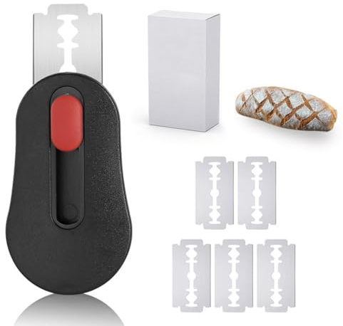 JUGUTA Cortador De Masa De Pan, Extraíble Y Magnética Herramienta Para Pan Con 5 Hojas Afeitar Acero Inoxidable Bread Scoring Tool Para Suministros Hacer Sustento Horneado