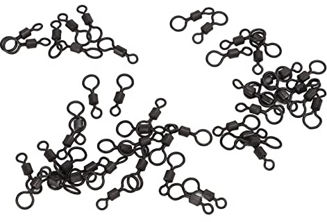 LIYJTK 50 Piezas Pesca Barril Rode Rodrando Rolling Swivels Fuertes de Acero Inoxidable Swivels Carp Fishing Snap Fishhook Tackle Lure Tackle