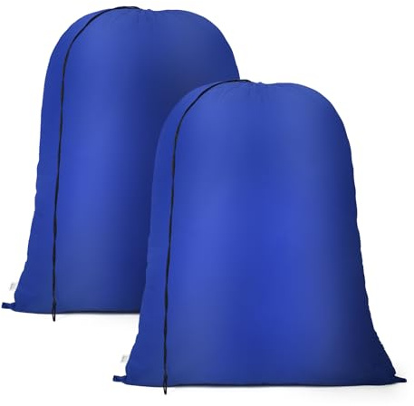 OTraki Lot de 2 Grand Sacs à Linge Pliable, 70x101cm Sac Linge Sale Voyage Avec Cordon de Serrage, Grande Capacité, Sac a Linge pour Chemises, Vestes, Bleu
