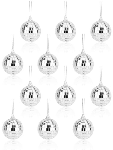 Boules Disco Miroir Lot de 12 Boule à Facettes Disco Miroir Boule Disco,Disco Décoration à Suspendre pour la Fête de Bar, Accessoires de scène, Ornements d'arbre de Noël et Fournitures (3CM)