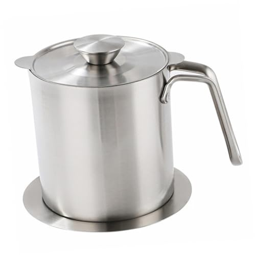 LABRIMP Olla Coladora De Aceite Acero Inoxidable 2.0l Con Tapa, Colador De Malla Fina Extraíble, Contenedor De Grasa Para Cocina Doméstica y Restauración