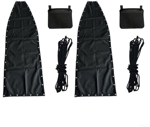 Oniissy Black Replacement Seat Cloth for Textilene Hanging Swing Chair - 64x197x23CM Outdoor Furniture Cover with Rope and Side Bag (2pcs with pockets)
