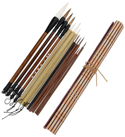 Alipis 12 pezzi Pennelli Calligrafia Cinese per Principianti Spazzole Sumi per Pittura Inchiostro e Acquerello Liner per Disegno Artistico Testa Morbida e Flessibile Leggeri e Facili da