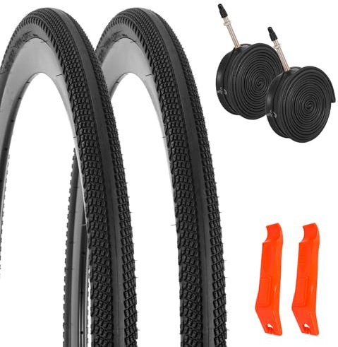 RUHUO 2-Pack 700x28C Tuyau de Vélo, 700C Pneus et Chambres à Air pour Vélos de Route, Remplissage Repliable Pneus de Vélo pour de Trajet Urbain (FR)