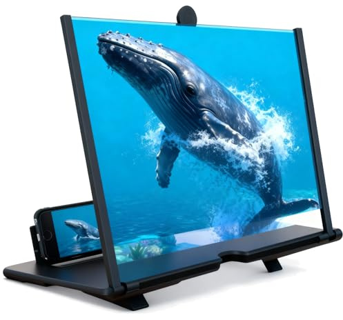 Bildschirmlupe Version für Handy, 2026 Ultra HD 10-18 Zoll 3D Smartphone Bildschirmverstärker, Faltbarer Telefonprojektor für Filme, Videos & Gaming (Schwarz, 14 Zoll)