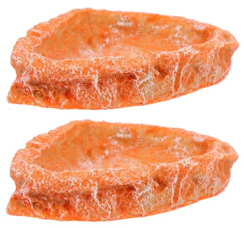 UKCOCO 2 Piezas Comedero Tipo Plato para Tortugas de Cuenco de Resina para Hábitat de Tortugas para Reptiles