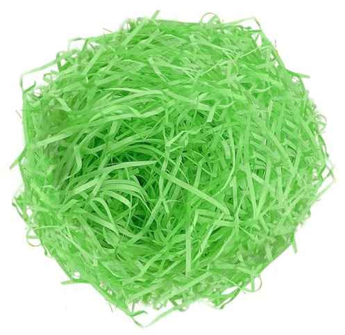 100g Ostergras Grün,Raffia Hamper Shreds Geschreddertes Seidenpapier | Füllmaterial Geschenk, Papier Geschenkverpackung für Party Verpackungsmaterial Füllmaterial für Geschenkbox