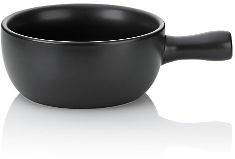kela olla de fondue de queso de cerámica, olla de repuesto para el set de fondue de queso NATURA, olla de fondue de queso caquelon Ø 22,5 cm, ignífuga, negra