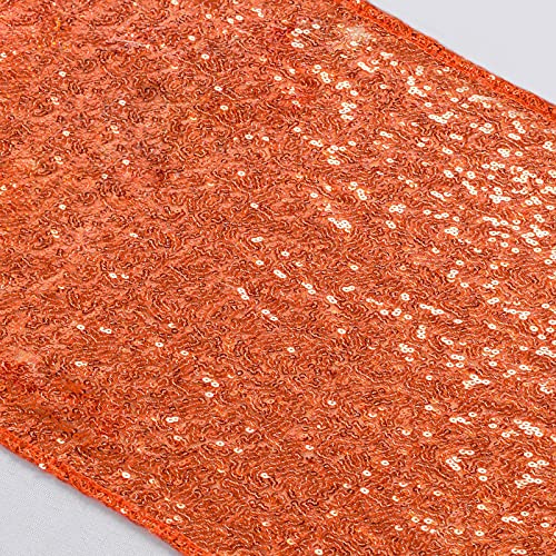 ShinyBeauty 12x72-Inch Rectangle-Orange-Sequin Table Runner- for Wedding/Party/Decor (12x72-Inch) (Orange)