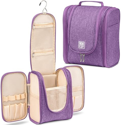 BOACAY Kulturbeutel für Damen, Herren, Kinder, Kulturtasche mit Henkel, Reise Kosmetiktasche zum Aufhängen, Schminktasche, Waschtasche, Waschbeutel