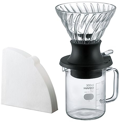 HARIO Start-Stop Dripper Set 200ml Handfilter Kaffeebereiter | SSD-5012-B, Schwarz