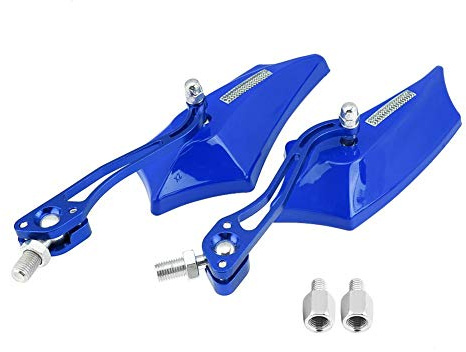 Yctze para Retro Quad 350 Cross Espejo retrovisor de la Motocicleta, 1 par de 10 mm 8 mm Universal Moto Scooter Aleación de Aluminio Espejos retrovisores Laterales(Blue)