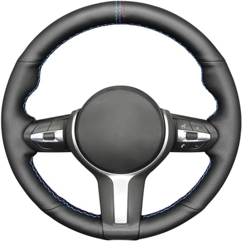 MEWANT Schwarz Echtleder Lenkradbezug für F87 M2 F80 M3 F82 M4 M5 F12 F13 M6 F85 M5 F86 X6 M F33 F30 M Sport
