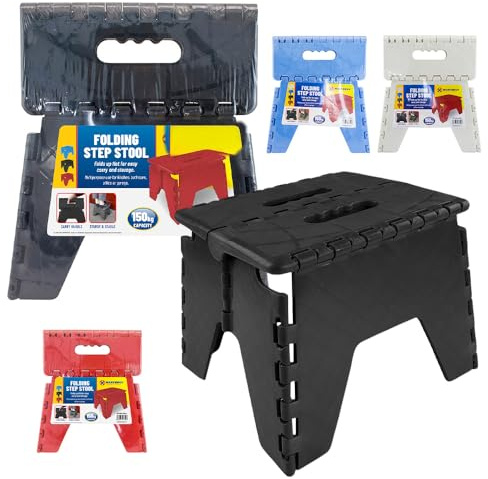 Folding Handy Step Stool - For Bathroom, Kitchen, Toilet, Office, Home Storage Collapsible Multi Use | One Step Foldable Plastic Stool, Portable Footstool, Holds Up To 150kg