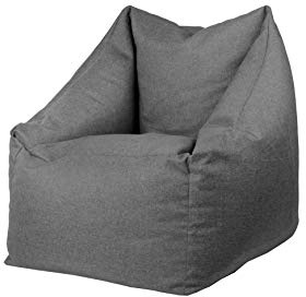 chilly pilley® Sitzsack Sessel in 2 Größen – Bequemer Bean Bag mit Bezug aus Cord, Leinenoptik oder wasserabweisendem Stoff – Moderner Loungesessel für Wohnzimmer, Kinderzimmer oder Terrasse (Grau)