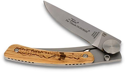 Claude Dozorme - Le Thiers Nature Randonneur - 10 cm Taschenmesser - Griff Eiche - Clip - Liner Lock Klingenarretierung - Edelstahl matt