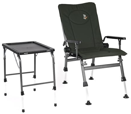 Carp Angelstuhl mit Tisch Campingstuhl F5R+ST5 Stuhl Deluxe Angeltisch Karpfen Klapptisch Angler mit extra Höhe