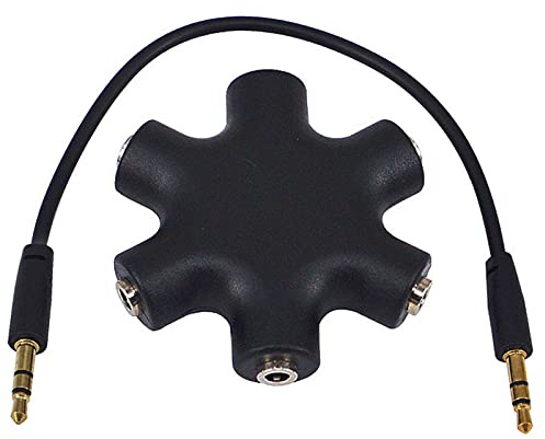 Boobrie 3.5mm 5-Way Multi Headphone Splitter Stereo Headphone Jack Multi Splitter Universal Adapter Audio Earphone Plug for Music Sharing Compatible with Mobile Phone/iPod/Laptop/PC/Mp3(Black)