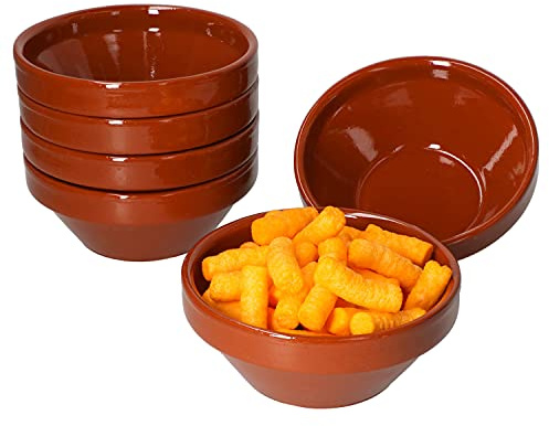 MamboCat 6er Set Ton-Schalen Ø 15,2 cm 350 ml für Dips Tapas Fingerfood I Müsli Schüsseln Vintage I Dessert-Schälchen I Frühstücks Bowl I Keramiksalatschüssel glasiert I Mittelalter Geschirr