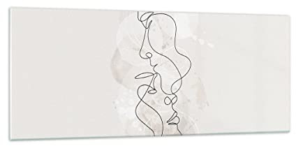 Glasbild 100x40cm Wandbild Glasdruck Menschen Kunst - 4629 | Einzel Linie Mann Panorama Groß Modern Dekoration Wohnzimmer Schlafzimmer Küche Wanddeko Kunstdruck Art Wall Decor ARTTOR