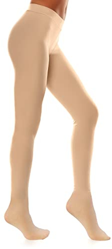 SKYIOL Termoleggings, fodrade för kvinnor och flickor, vinter/varm fleece, strumpbyxor i full längd, dehrable, tjocka mjuka, höst, hudfärgade, S/M, beige