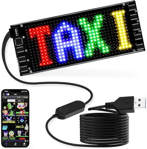 Qnoavve 17x7cm LED Anzeigetafel, led Laufschrift Programmierbar, Led Schilder, Scrollendes LED-Schild, flexibles Matrix Panel mit App-Steuerung, Text, Graffiti, Verschiedene Muster