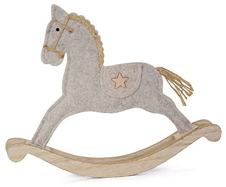 Riffelmacher & Weinberger Deko Holz Schaukelpferd 36 x 30 cm Grau | 10489 - Nostalgische Weihnachtsdekoration
