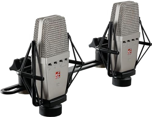 SE ELECTRONICS T2 Multi-Pattern Large Diaphragm Condenser Microphone with Titanium Capsule, Pads & Low-Cut Filters & Shockmount - Professional Studio Recording Microphone (Matched Pair)