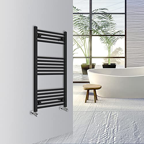 Warmehaus Straight Bathroom Heated Towel Rail Warmer 1000x500mm Black | Central Heating Bathroom Ladder Radiator, 1.5mm Premium Mild Steel, Wall Mounted, Durable Finish, For Kitchen, Living Room