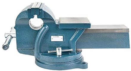 Steinbock Schraubstock | drehbar | 125 mm Backenbreite | HxBxT 166 x 143 x 333 mm | klemmbar | Sicheres Fixieren von Werkstücken | Tischschraubstock aus robustem Gusseisen