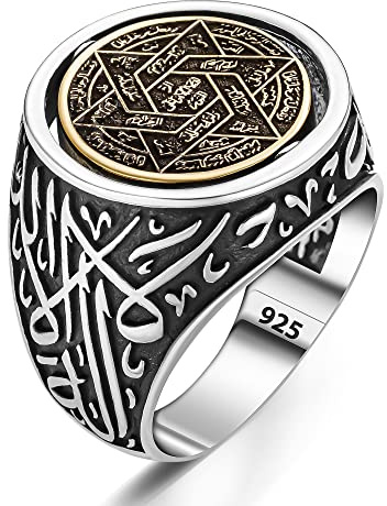 TAKILINGO Bague pour homme en argent sterling 925 massif avec inscription « The Word Tawheed » double face Sceau de Salomon, Argent sterling, Aucune pierre précieuse