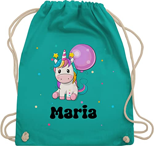 Turnbeutel Rucksack - Geschenk Einhorn personalisiert I Einhörner I Unicorn I Geburtstag - Unisize - Türkis - personalisierte tasche kinder einhornrucksack unicorns name beutel kindergarten