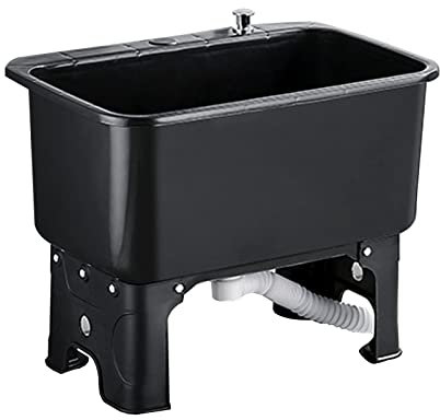LBONG Lavello Esterno Giardino,Vasca Singola Lavamani per la casa,Lavanderia,Giardino, Lavello da Cucina A Una Vasca(40X40cm/15.7X15.7in,Black)