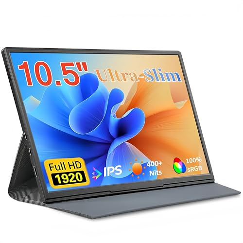Monitor portátil de 10.5 Pulgadas 1920 x 1280P FHD IPS USB-C Monitor de Laptop HDMI Segundo Monitor Externo para Laptop, PC, teléfono Mac, PS, Swich, IPS Ultra Delgado Zero Frame Gaming