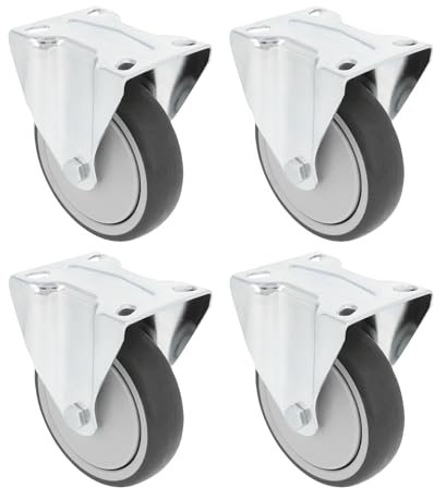 Amig - Pack of 4 fixed castors | Ø 100 mm | wheels for moving furniture or household appliances | Maximum weight 110 kg | for moving heavy furniture | Roller bearings