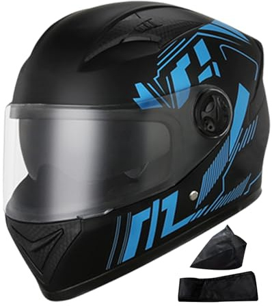 HiXip Cascos De Moto para Hombres,Cascos para Adultos Moto - Cascos integrales Resistentes al Viento,Cascos Integrales, Cascos Protectores Transpirables para Moto con Visera Solar y Bufanda