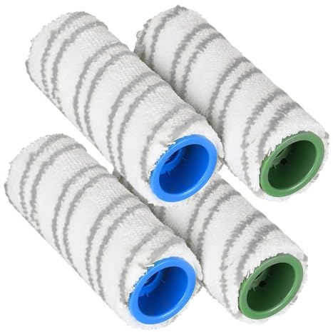 BRIOTA 4-teiliges Walzen-Set für verschiedene Oberflächen, Mikrofaser-Bürsten-Set, kompatibel mit Kärcher FC3, FC5, FC7, FC3D, FC5D, schnurloser Hartbodenreiniger, graue Rollen, Pinsel-Set