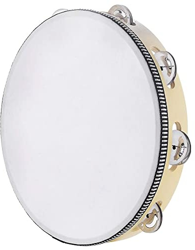 CENMEN Tamburin 25,4 cm Handtrommel Glocke Tamburin Metall Tamburin Percussion Geschenk Musikpädagogisches Instrument für Erwachsene