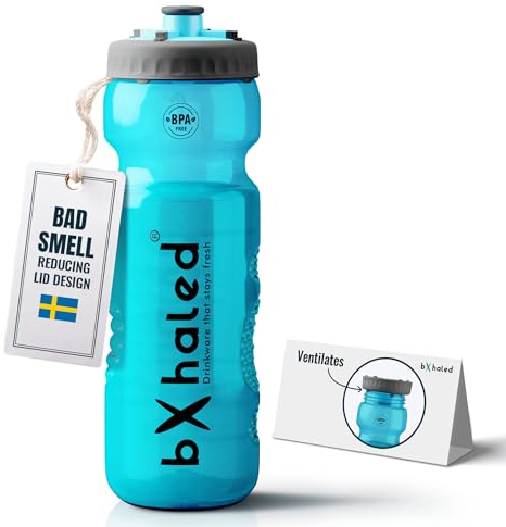 bXhaled - BPA freie Trinkflasche Sport Wasserflasche, Frisch und Geruchsfreie Sport Trinkflasche 750ml Auslaufsicher, Gym Flasche Trinkflaschen, Sportflasche, Fitness Flasche, Türkis Blau