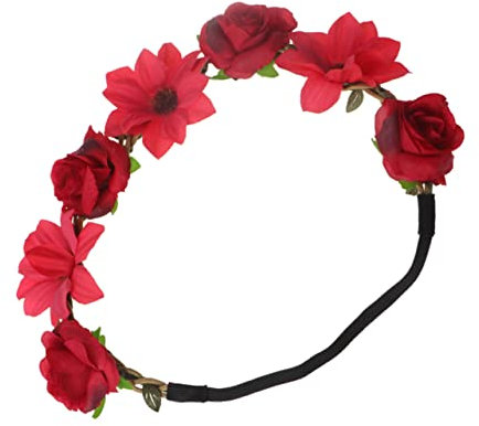 IWOWHERO Rote Haarschmuck Haarband Für Festivals Hochzeiten Und Fotografie Blumenhaube Als Perfektes Accessoire Für Besondere Anlässe Und Alltag