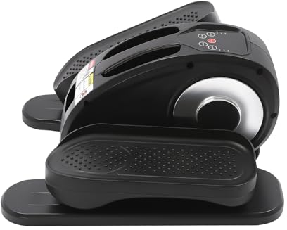 KEESUNG Entrenador elíptico para debajo del escritorio, entrenador elíptico, ajustable para piernas sentadas, dispositivo de ejercicio portátil para pedales, color negro y plateado