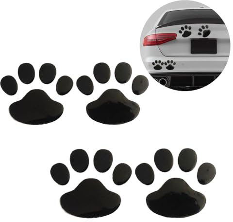 Fc'Noqgn 4 Animal Footprint Stickers Pegatinas Negras para la decoración del Coche