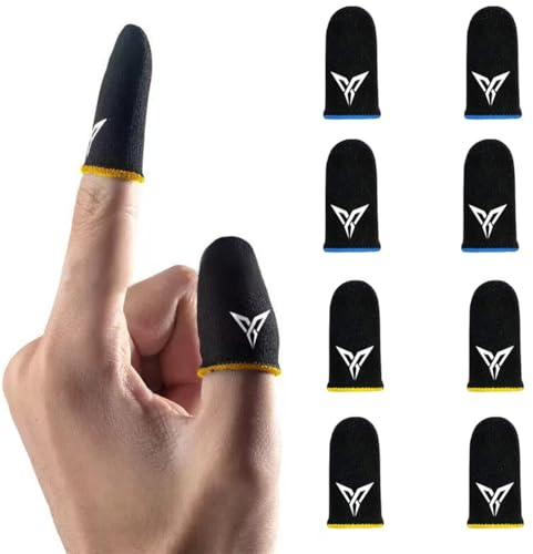 8 Pcs Gants de Jeu Mobile, Manche de Doigt de Jeu Antidérapant, Fibre d'argent Finger Manches Haute Sensibilité, Manchon de Doigt de Jeu Mobile Respirant pour Écran Tactile