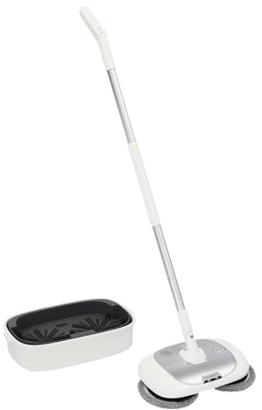 Kabellos Elektrischer Mopp, Elektrischer Sprüh Mopp, Looper Floor Mopp, Akku-Vibrationsmopp mit Sprühfunktion, LED Beleuchtung, 400ML Wassertank, 100min Laufzeit (Silber)