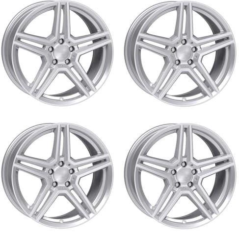 4x Rial Felgen Alufelgen M10 7.5Jx18 ET44 5x112 polar-silber kompatibel mit MERCEDES-BENZ A 45 A B C 43 C 450 C43 AMG 4Matic C CLA E EQA EQB