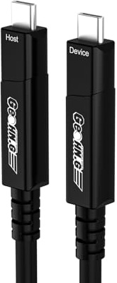 GeoHN.G Cable USB C a USB C de fibra óptica de 5 m, 10 Gbps de 4 líneas de larga distancia, cable de vídeo USB 3.2 con PD 60 W para auriculares de realidad virtual/AR, cámara web, ordenador portátil,
