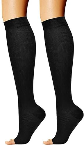 MEIION Healthsocks Kompressionssocken zur Schmerzlinderung Kompressionsstrümpfe mit offener Spitze für Herren & Damen, Kniestrümpfe zur Unterstützung bei Krampfadern & Ödemen