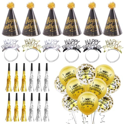 CLDURHGE Forniture per Feste Vigilia Decorazioni, Festeggia in Stile - Cappellini Capodanno e Compleanno, Trombette e Gadget per Feste, Corona di Compleanno e Accessori