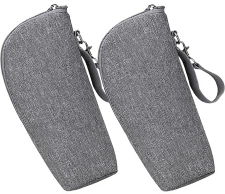 ASAKKURA 2pcs Insulated Milk Bottle Bag Baby Feeding Thermal Pouch Portable Baby Stroller Accessory Grey Travel Bottle Cooler